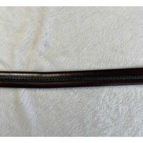 Mezlan Spain 38 Mens Leather Dress Belt Dark Brown Belt Gunmetal Tone Buckle - Picture 13 of 14